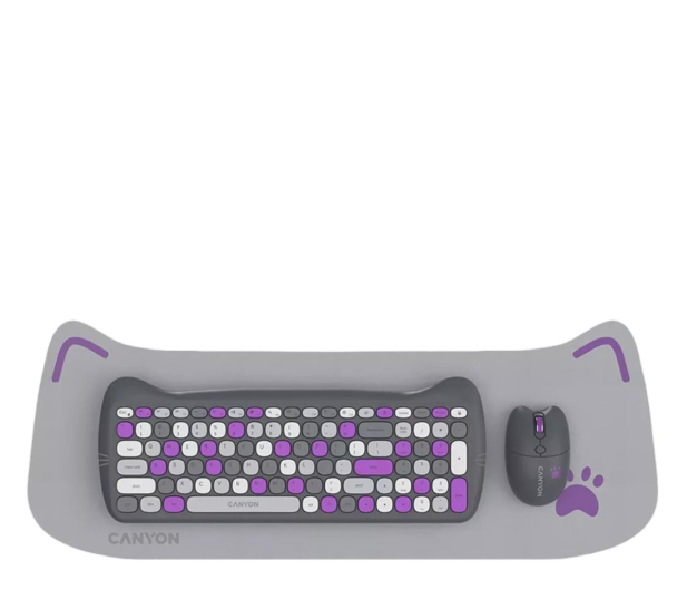 CANYON Zestaw klawiatura i mysz HSET-W6 Violet z podkładką - 1283178 - zdjęcie